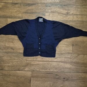 Cotelac Navy Button-Up Cardigan with Pockets